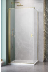 Radaway Cabina dus dreptunghiulara cu usa batanta si perete fix Radaway Nes Brushed Copper KDJ I 90x80 cm, profil auriu periat (10022090-99-01R/10039080-01-01)