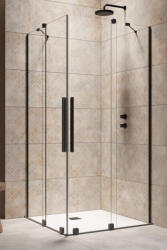 Radaway Cabina dus patrata cu usi glisante Radaway Furo Black KDD 90x90 cm, profil negru (10105090-54-01L/10105090-54-01R)