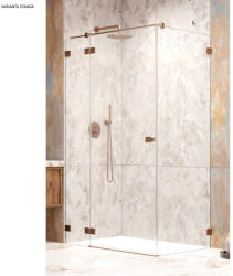 Radaway Cabina dus dreptunghiulara cu usa batanta si perete fix Radaway Essenza Pro Brushed Gold KDJ 120x90 cm, cupru periat (10097120-93-01R/10098090-01-01)