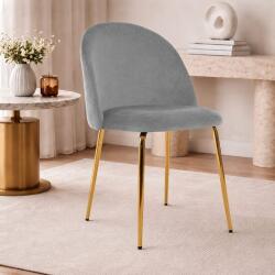 ARTOOL Scaun Artool Inca pentru bucatarie si living, catifea gri deschis, auriu (4340_1)