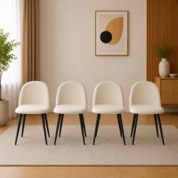 ARTOOL Set 4 scaune Bello pentru bucatarie si living, catifea bej, metal negru (3839_1SP)