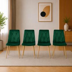 ARTOOL Set 4 scaune Libra pentru bucatarie si living, catifea verde, metal natur (3924_1SP)