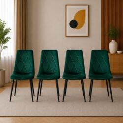 ARTOOL Set 4 scaune bucatarie si living Artool Libra, catifea verde, metal negru (3836_1SP)