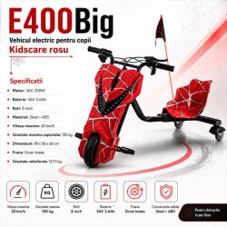 KidsCare Tricicleta electrica Drift 360 KidsCare E400Big pentru copii, 250W, rosie (KC_TED_E400big_R)