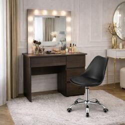 Artool Masa de toaleta Irina wenge cu oglinda LED si scaun negru, 94x43x141 cm (146661)
