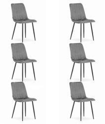 ARTOOL Set 6 scaune dining Artool Lava, catifea gri, picioare metal negru (3460_1SP6)