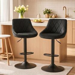 ARTOOL Set 2 scaune bar Artool Kast, rotative, catifea neagra, reglabile (3438_1-S2)
