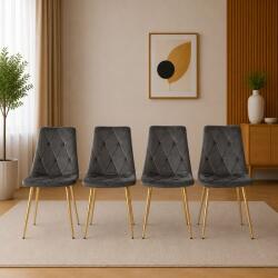 ARTOOL Set 4 scaune bucatarie si living Artool Libra, catifea gri inchis, auriu (4019_1SP)