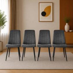ARTOOL Set 4 scaune dining Artool Lava, catifea gri, picioare metal negru (3460_1SP)