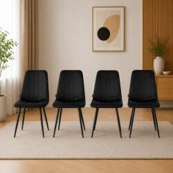 ARTOOL Set 4 scaune dining Artool Lava, catifea neagra, picioare metalice (3461_1SP)
