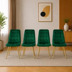 ARTOOL Set 4 scaune Artool Cieza, catifea verde, picioare aurii, 49x60x87 cm (4201_1SP)