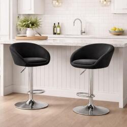 ARTOOL Set 2 scaune bar Artool East rotative, catifea neagra, metal argintiu (3989_1-S2)