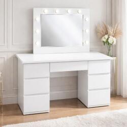 Artool Masa de toaleta Vanessa alba cu oglinda LED si 7 sertare, 130x43x143 cm (143790)