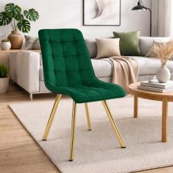 ARTOOL Scaun living si bucatarie Cieza, catifea verde, picioare metal auriu (4201_1)