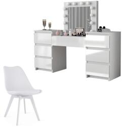 Artool Set masa de toaleta Antonia cu oglinda LED si scaun Mark, alb (143363+4014_1)