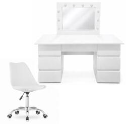 Artool Masa de toaleta Vanessa cu oglinda LED si scaun Alba, alb, 130x43x143 cm (146234)