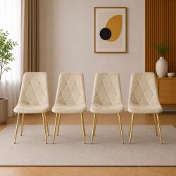ARTOOL Set 4 scaune Libra pentru bucatarie si living, catifea bej, auriu (4023_1SP)