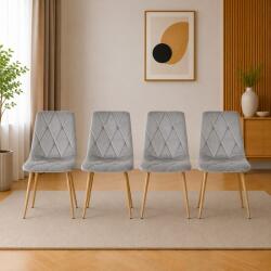 ARTOOL Set 4 scaune Artool Libra pentru bucatarie si living, catifea gri deschis (4092_1SP)