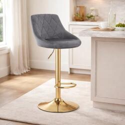 ARTOOL Scaun de bar Artool Kast, rotativ, catifea gri, baza aurie reglabila (3974_1)