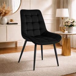 ARTOOL Scaun dining Artool Bera, catifea neagra, picioare metalice, 54x60x88 cm (3816_1)