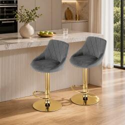 ARTOOL Set 2 scaune de bar Artool Kast, rotative, catifea gri, auriu (3974_1-S2)