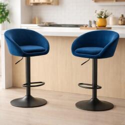 ARTOOL Set 2 scaune bar Artool East, rotative, catifea bleumarin, reglabile (3992_1-S2)