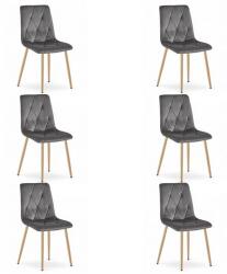 ARTOOL Set 6 scaune Libra pentru bucatarie si living, catifea gri, picioare metal (3922_1SP6)