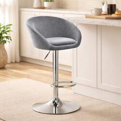 ARTOOL Scaun de bar Artool East rotativ, catifea gri, reglabil, metal argintiu (3991_1)