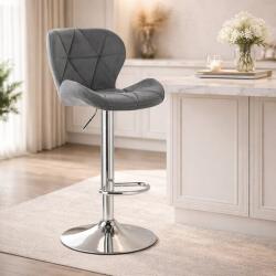ARTOOL Scaun de bar Artool West rotativ, catifea gri, picior metalic argintiu (3983_1)