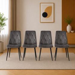 ARTOOL Set 4 scaune Libra pentru bucatarie si living, catifea gri inchis (3833_1SP)