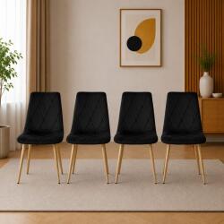 ARTOOL Set 4 scaune bucatarie si living Artool Libra, catifea neagra (3923_1SP)
