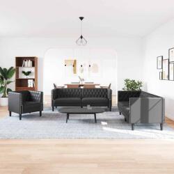 vidaXL Canapea pentru living 3 buc. Negru Piele artificiala GartenMobel Dekor (3385863) Canapea