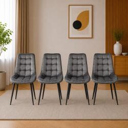 ARTOOL Set 4 scaune Artool Bera pentru bucatarie si living, catifea gri (3815_1SP)