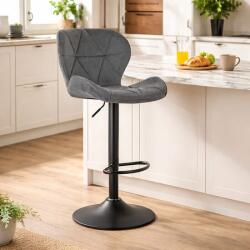 ARTOOL Scaun de bar Artool West rotativ, catifea gri, reglabil, picior metalic negru (3982_1)
