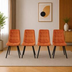 ARTOOL Set 4 scaune Cieza pentru bucatarie si living, catifea aramie, metal negru (4189_1SP)