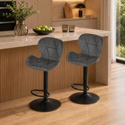 ARTOOL Set 2 scaune bar Artool West, rotative, catifea gri, metal negru (3982_1-S2)