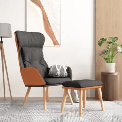 vidaXL Scaun de relaxare cu taburet gri închis piele ecologica/textil GartenMobel Dekor (3097762)