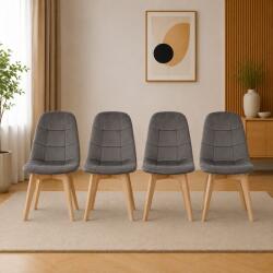 ARTOOL Set 4 scaune Bora pentru bucatarie si living, catifea gri inchis (3755_1SP)
