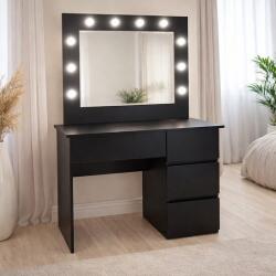 Artool Masa de toaleta Irina neagra cu oglinda si LED, 4 sertare, 94x43x141 cm (143738)