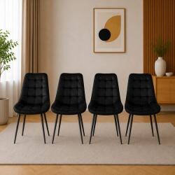 ARTOOL Set 4 scaune bucatarie si living Artool Bera, catifea neagra, metal (3816_1SP)