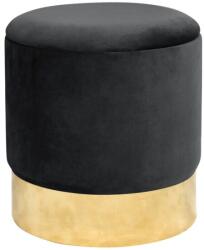 AKORD Taburet rotund cu spatiu de depozitare, catifea neagra, Golden Akord (213872-AK)
