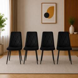 ARTOOL Set 4 scaune bucatarie si living Artool Libra, catifea neagra, metal (3835_1SP)
