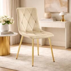 ARTOOL Scaun Libra pentru bucatarie sau living, catifea bej si picioare aurii (4023_1)