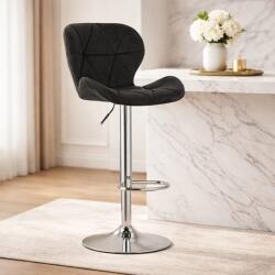 ARTOOL Scaun de bar Artool West, rotativ, catifea neagra, reglabil, argintiu (3981_1)
