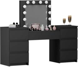 Artool Masa de toaleta Silvia neagra cu oglinda iluminata LED si 7 sertare (140812)