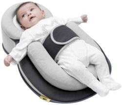 Linomag Suport Ergonomic Bebelusi pentru Somn cu Plan Inclinat 15° Anti-Reflux, Linomag®, Centură reglabilă, Suport picioare ajustabil, Perna pentru cap rotund, Gri Inchis/Gri Deschis, 60cm x 40cm x 17cm (sar