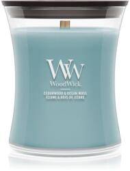 WoodWick Cedarwood & Ocean Moss lumânare parfumată cu fitil din lemn 275 g