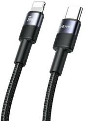 USAMS USB-C - Lightning adatkábel 30W, fekete, 1, 2 m