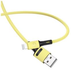 USAMS u52 adatkábel, usb - lightning, 2a, gyorstöltő, 100cm, törésgátló, citromsárga, kompatibilis: Apple iPhone 14 Plus / iPhone 14 Pro / iPhone 14 (SJ434USB03)
