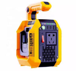 DATOUBOSS Invertor sinus pur 500W , cu baterii tip Makita, 2 X USB-C 18W×2 + USB 5V2A + reflector 500lm (DT-DAC500W-A-EU)